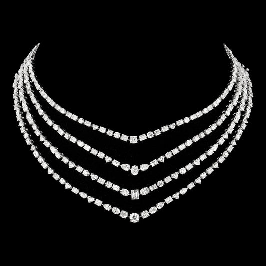 18K White Gold Diamond Necklace - 40.53ct VVS-VS-GH