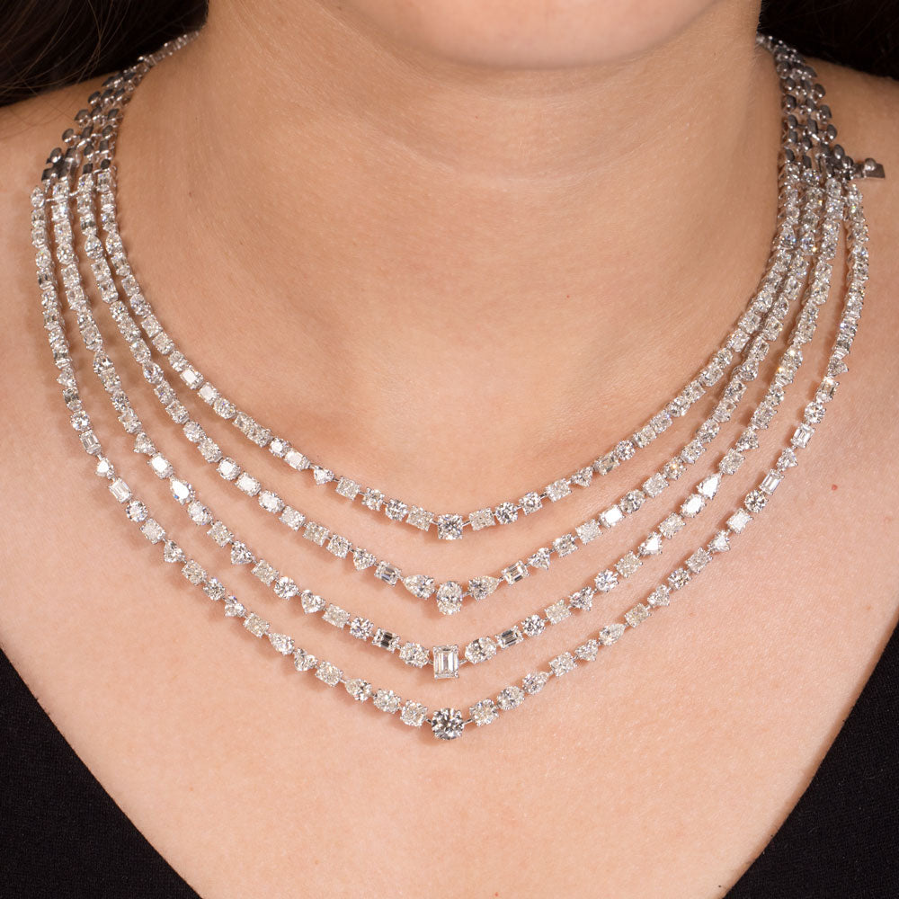 18K White Gold Diamond Necklace - 40.53ct VVS-VS-GH