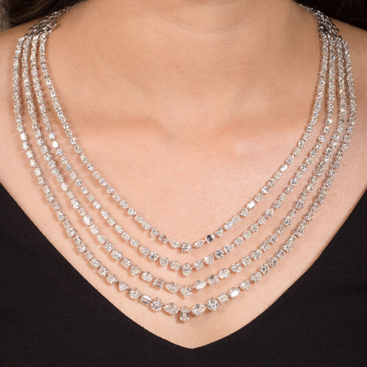 18K White Gold Diamond Necklace - 69.92ct VVS-VS-GH