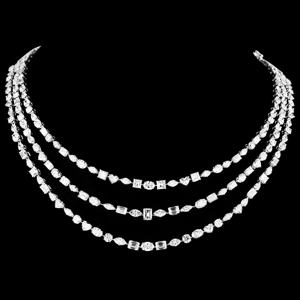 18K White Gold Diamond Necklace - 49.46ct VVS-VS-GH