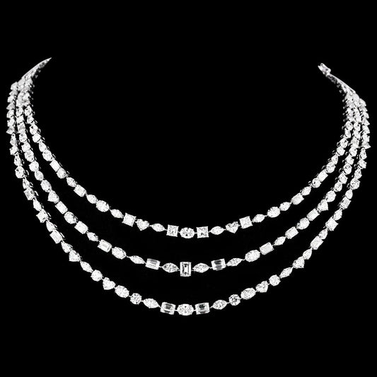 18K White Gold Diamond Necklace - 49.46ct VVS-VS-GH