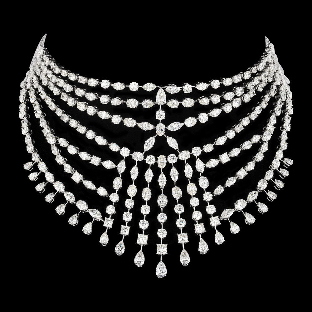 14K White Gold Diamond Necklace - 75.644ct VVS-VS-GH