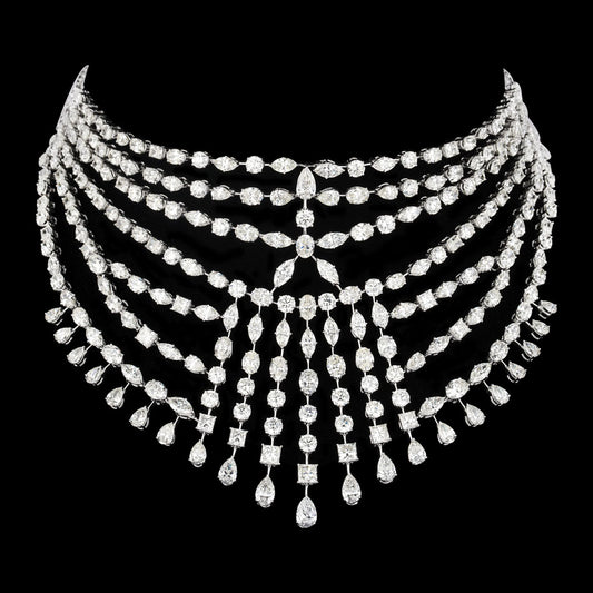 14K White Gold Diamond Necklace - 75.644ct VVS-VS-GH