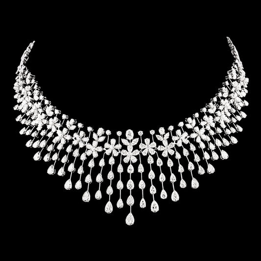 14K White Gold Diamond Necklace - 32.516ct VVS-VS-IJ