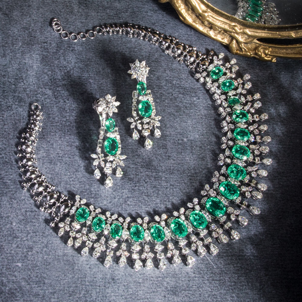 18K White Gold Diamond Necklace - 21.07ct VS-SI-IJ with Colour Stones