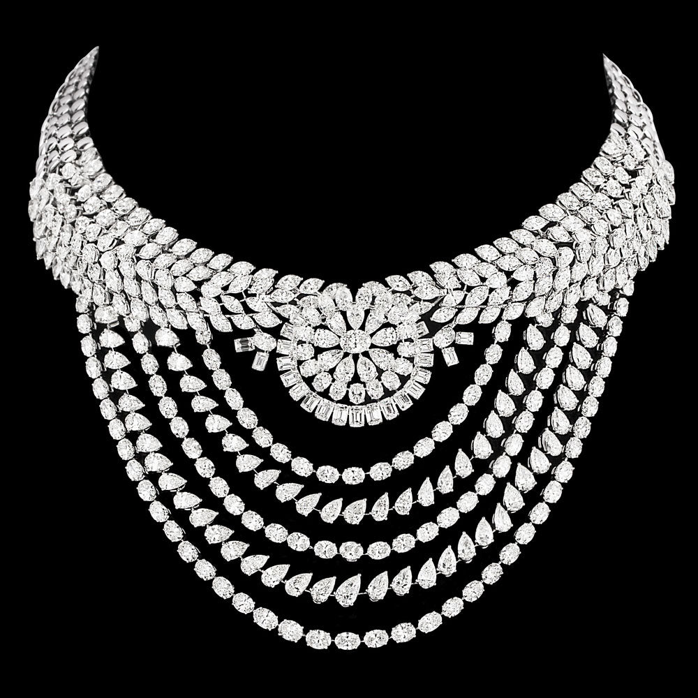 18K White Gold Diamond Necklace - 86.93ct VS-SI-GH