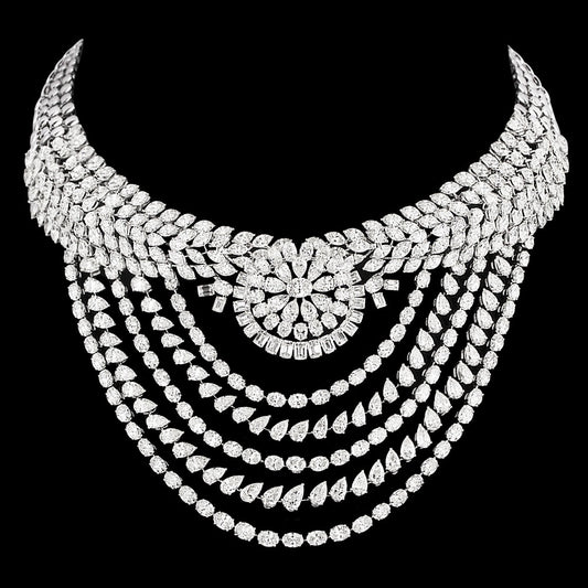 18K White Gold Diamond Necklace - 86.93ct VS-SI-GH