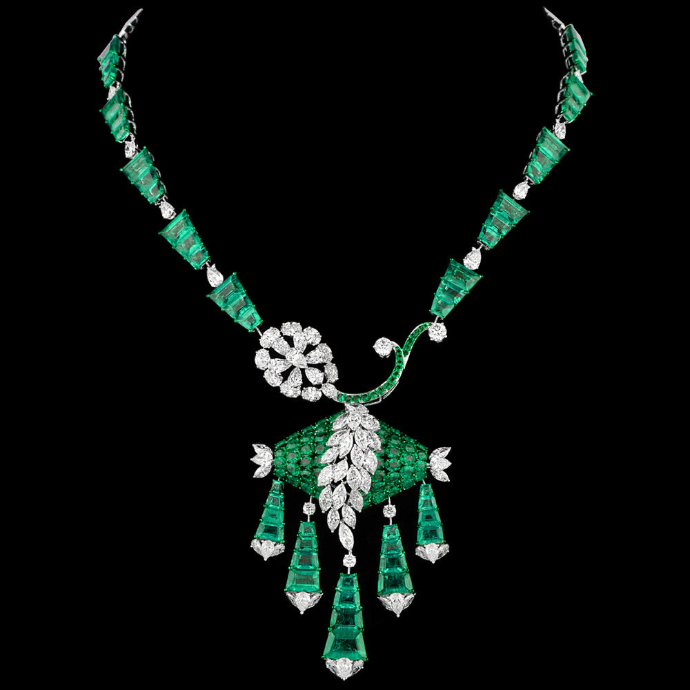 14K White Gold Diamond Necklace - 22.524ct VS-SI-JK with Colour Stones