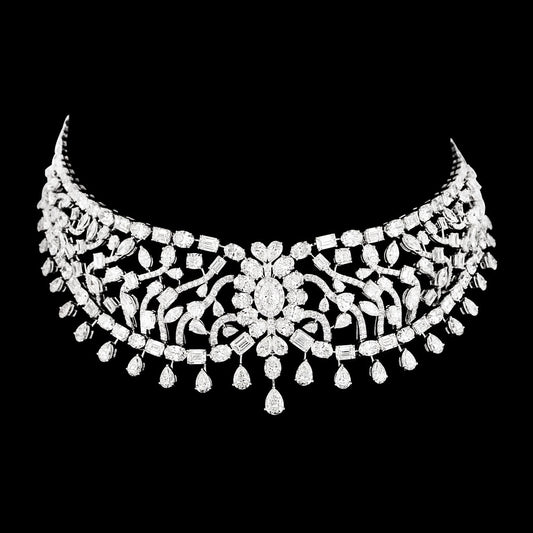 14K White Gold Diamond Necklace - 54.966ct VS-SI-GH