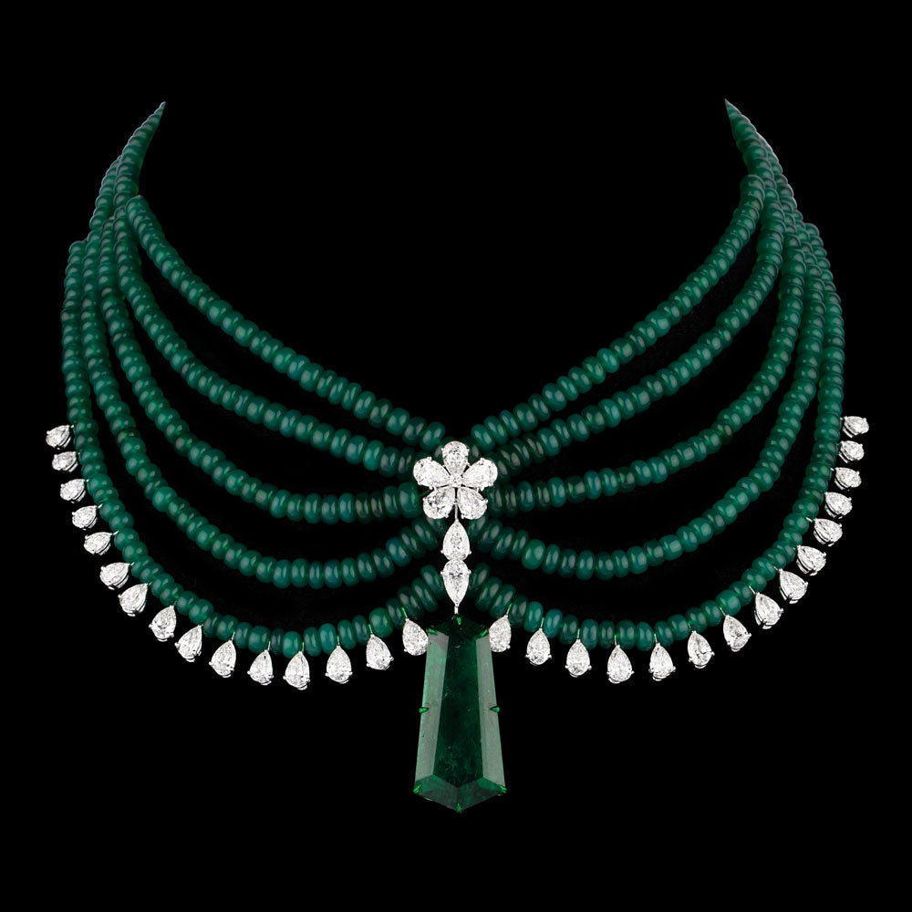 14K White Gold Diamond Necklace - 16.4ct VS-SI-IJ with Colour Stones
