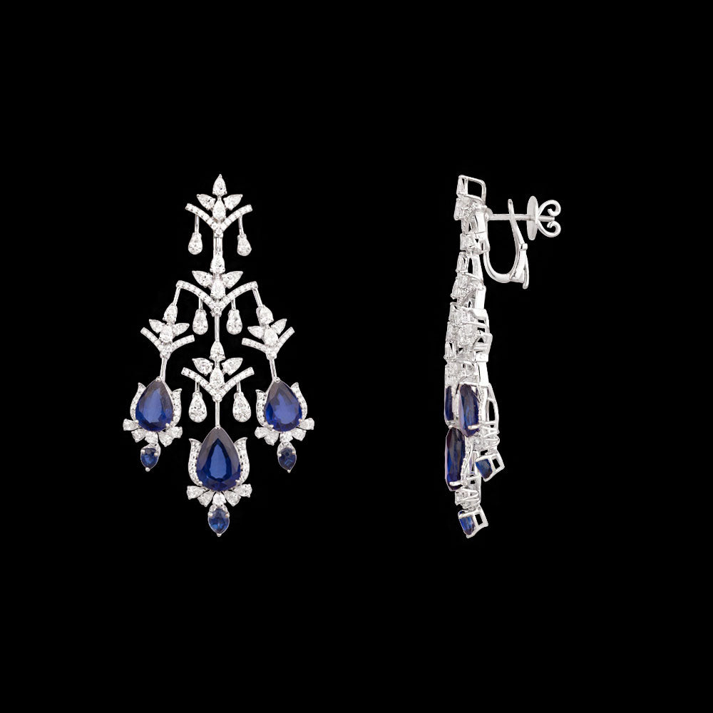 18K White Gold Diamond Jewellery - 7.364ct VVS-VS-EF with Colour Stones
