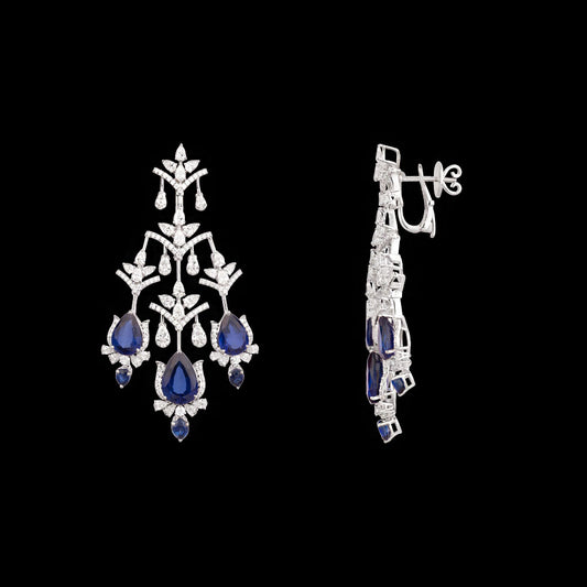 18K White Gold Diamond Jewellery - 7.364ct VVS-VS-EF with Colour Stones