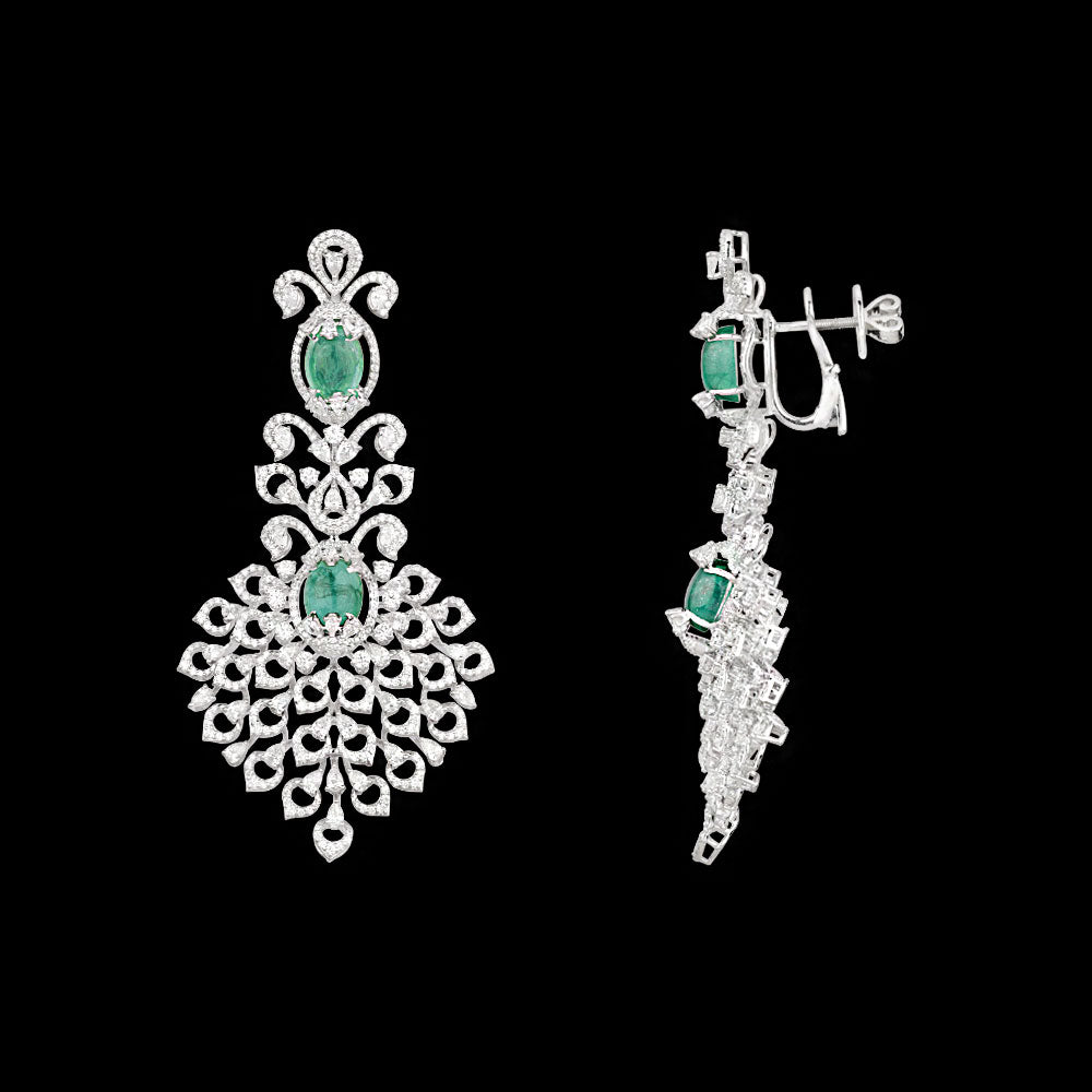 18K White Gold Diamond Jewellery - 8.628ct VVS-VS-EF with Colour Stones