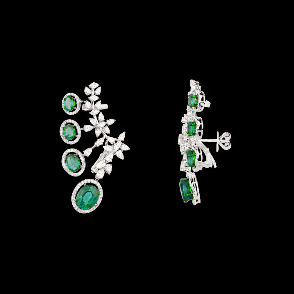 18K White Gold Diamond Jewellery - 4.348ct VVS-VS-EF with Colour Stones