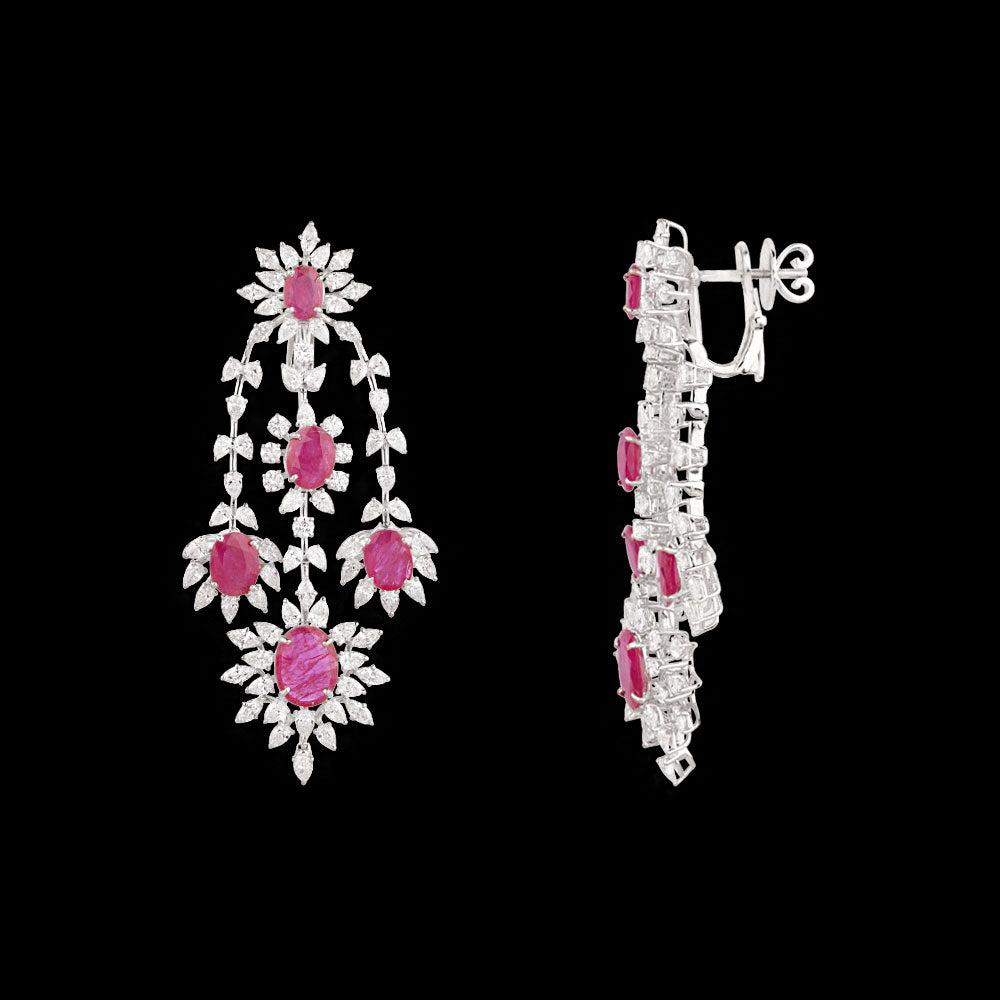 18K White Gold Diamond Jewellery - 9.588ct VVS-VS-EF with Colour Stones