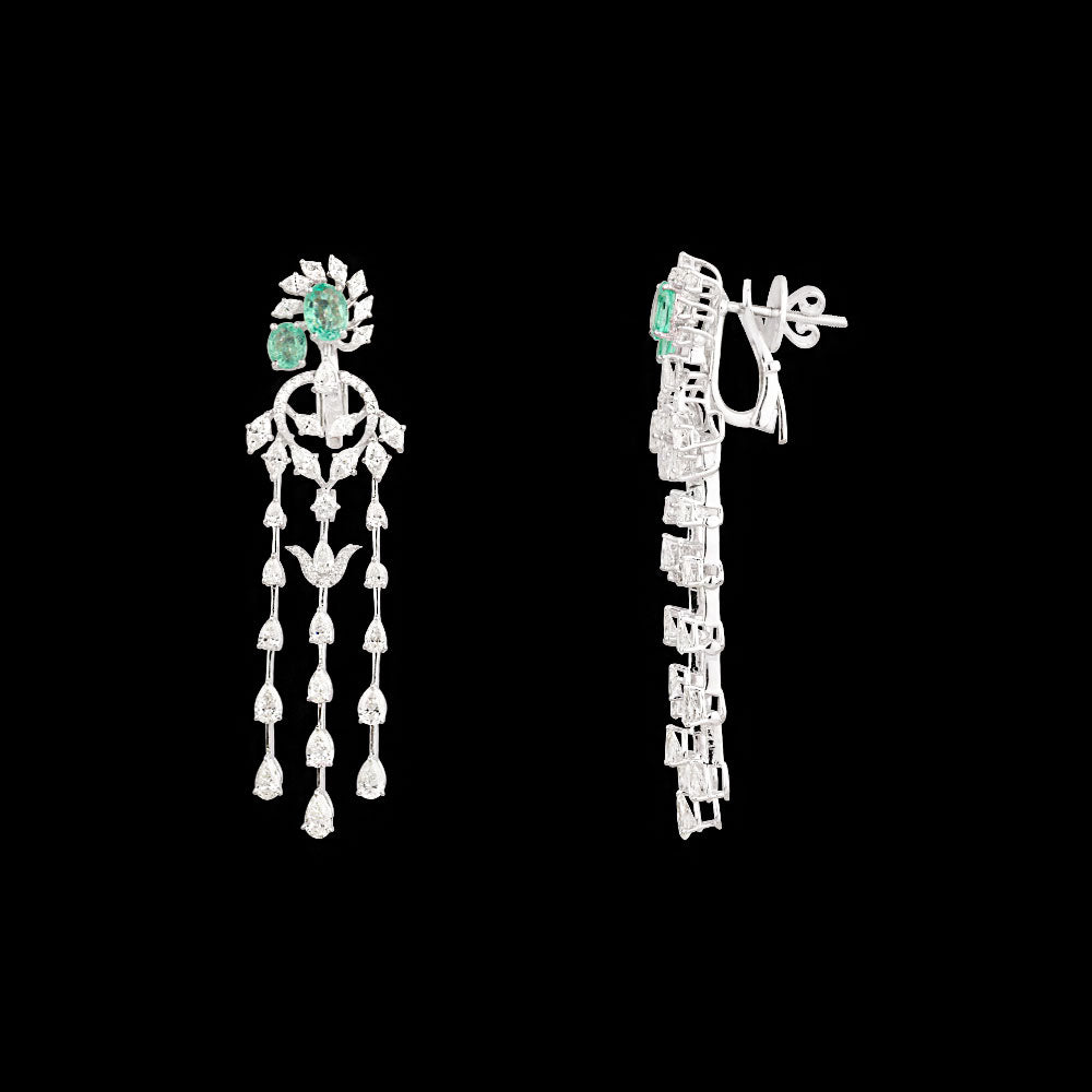 18K White Gold Diamond Jewellery - 5.454ct VVS-VS-IJ with Colour Stones