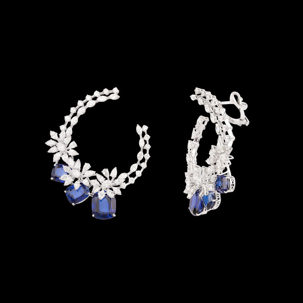 18K White Gold Diamond Jewellery - 8.38ct VVS-VS-IJ with Colour Stones