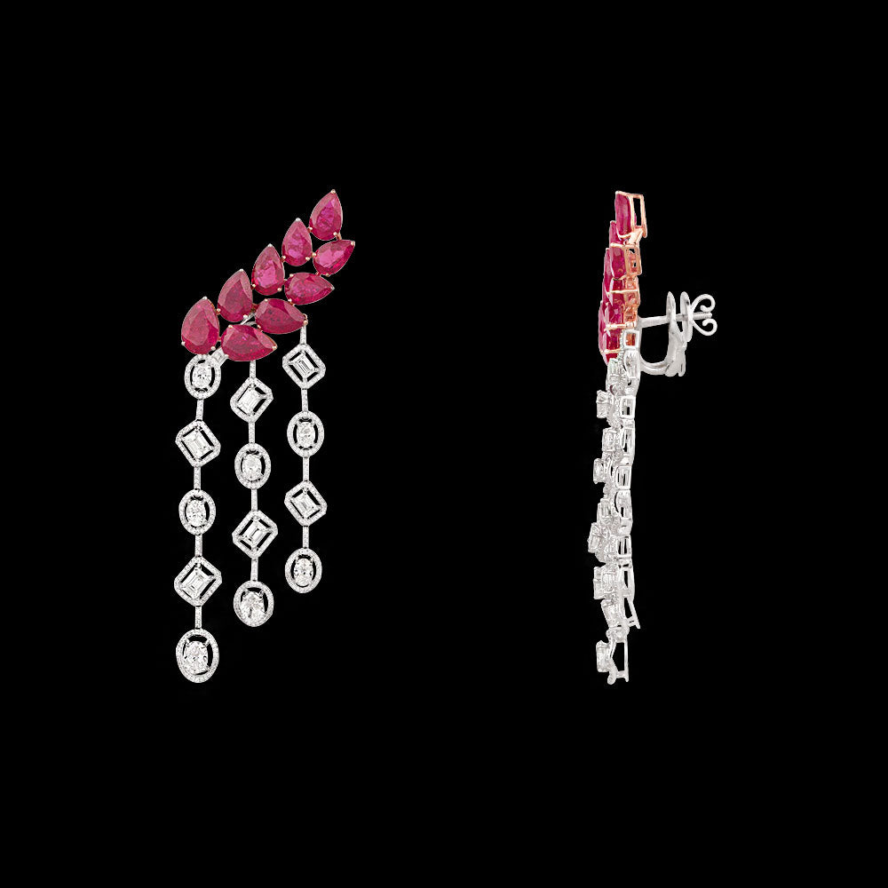 18K White Gold Diamond Jewellery - 8.153ct VVS-VS-GH with Colour Stones