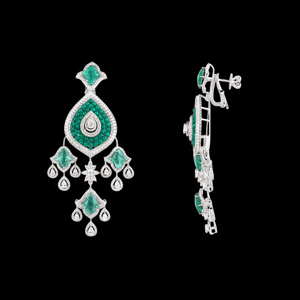 18K White Gold Diamond Jewellery - 10.278ct VVS-VS-EF with Colour Stones