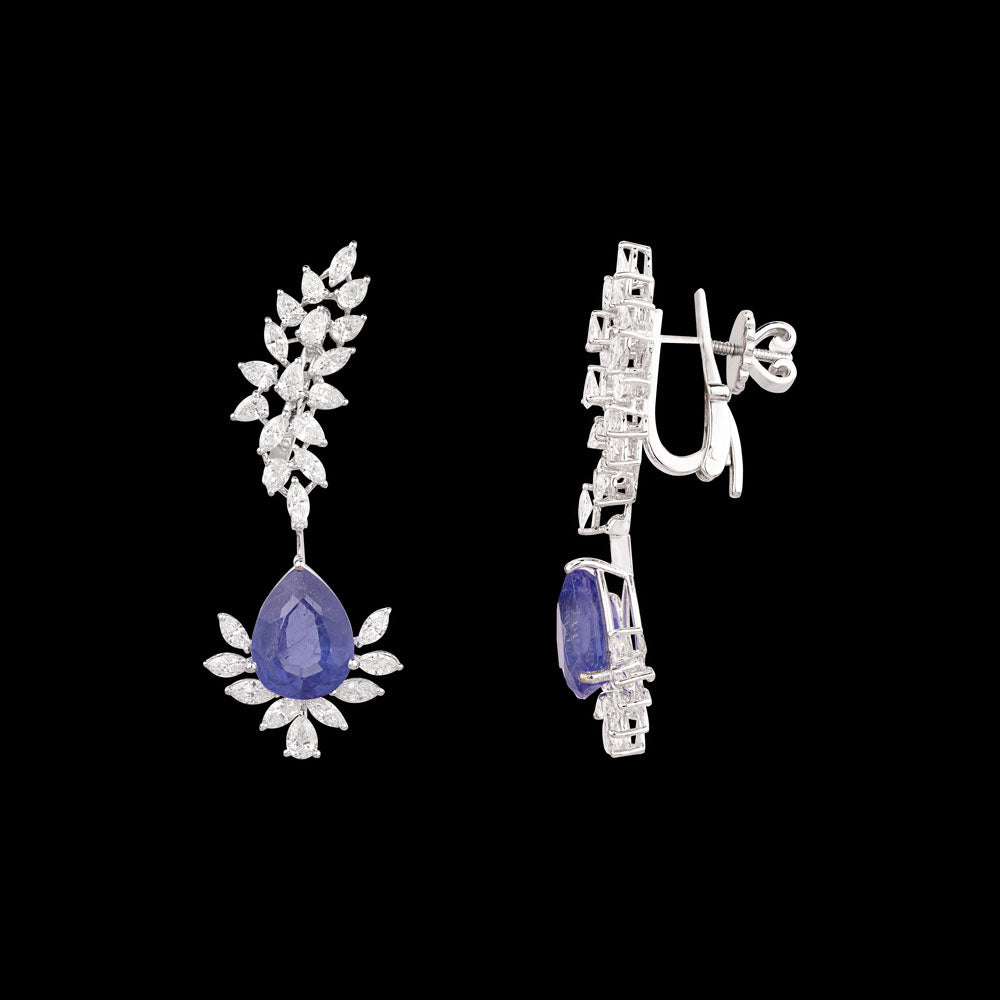 18K White Gold Diamond Jewellery - 4.37ct VVS-VS-EF with Colour Stones