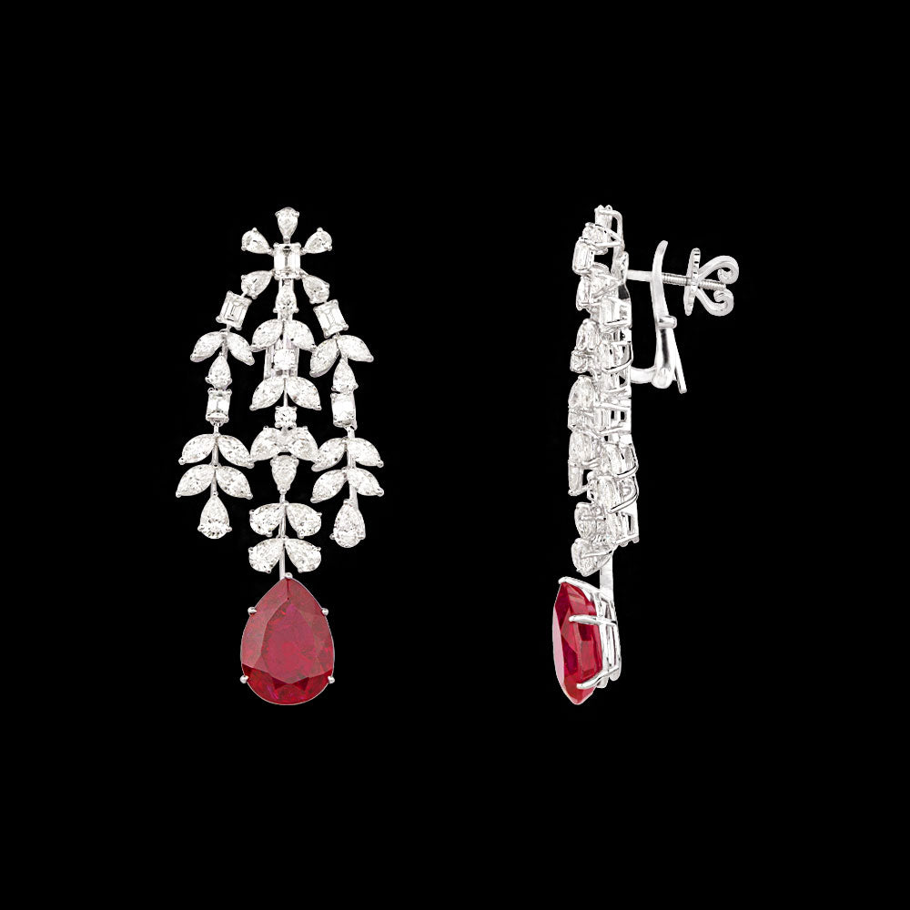 18K White Gold Diamond Jewellery - 11.837ct VVS-VS-IJ with Colour Stones