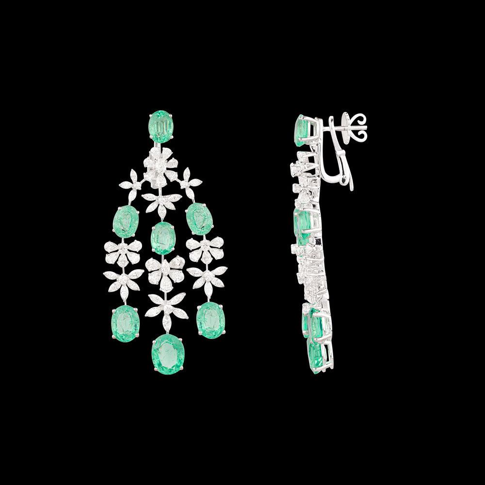 18K White Gold Diamond Jewellery - 8.07ct VVS-VS-GH with Colour Stones