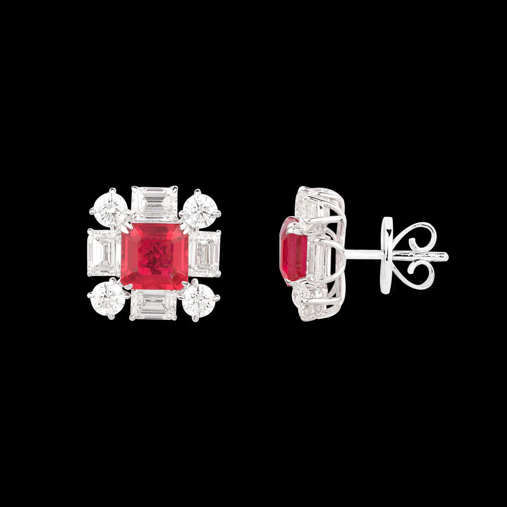 18K White Gold Diamond Jewellery - 4.77ct VVS-VS-GH with Colour Stones