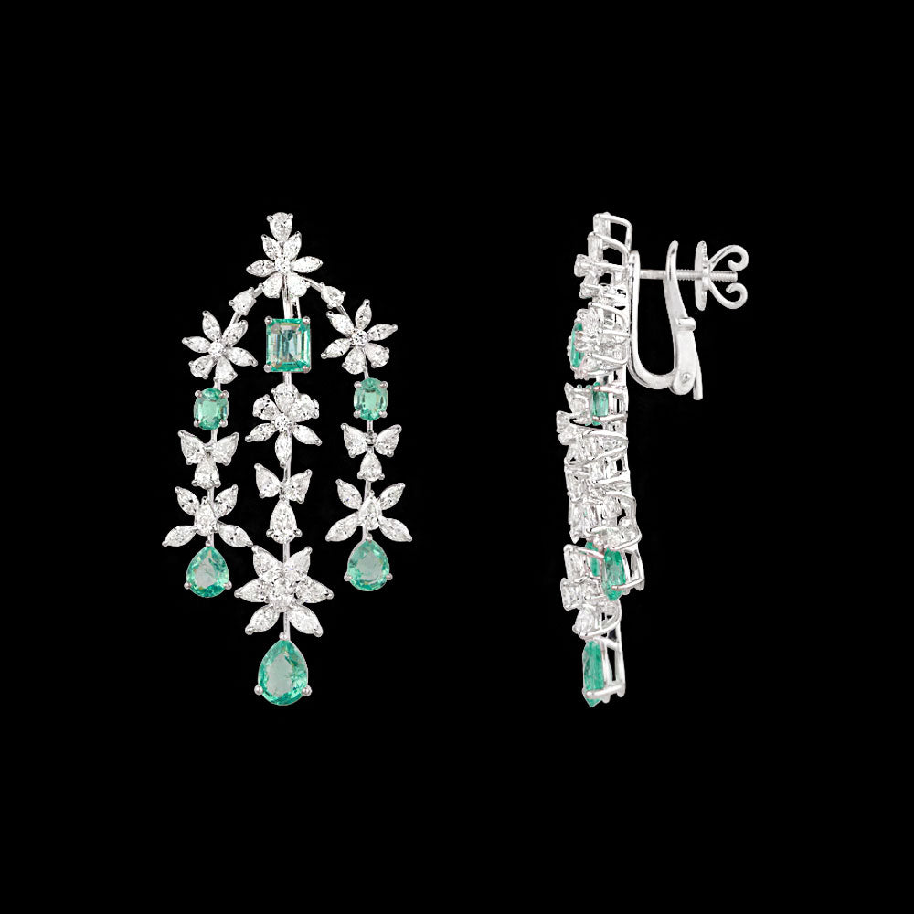 18K White Gold Diamond Jewellery - 8.593ct VVS-VS-IJ with Colour Stones