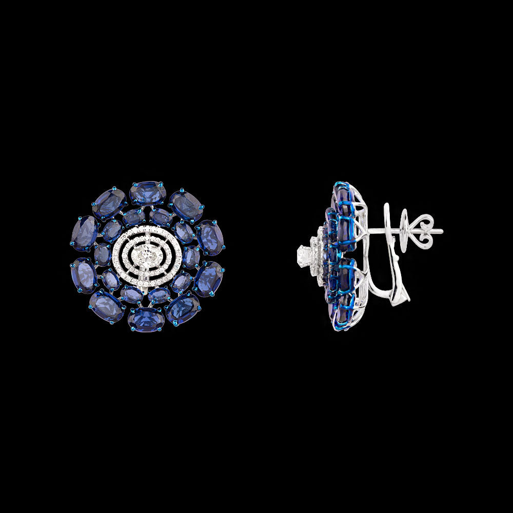 18K White Gold Diamond Jewellery - 1.452ct VVS-VS-GH with Colour Stones