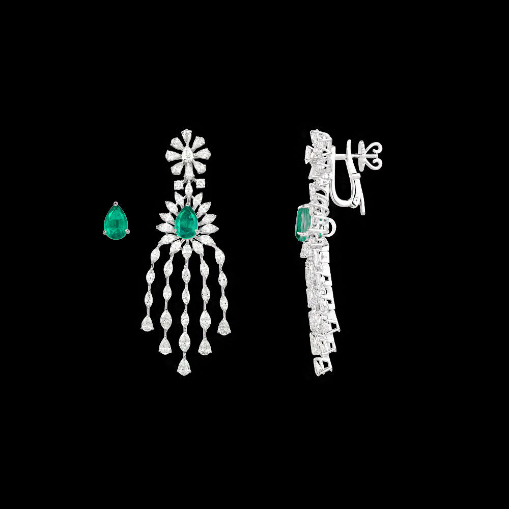 18K White Gold Diamond Pendant - 8.49ct VVS-VS-HI with Colour Stones