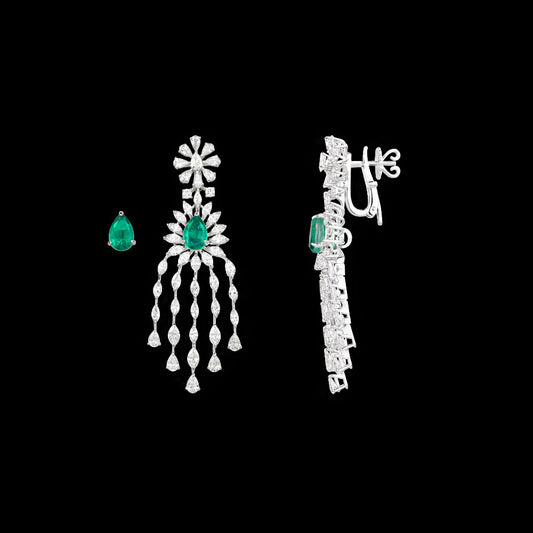 18K White Gold Diamond Pendant - 8.49ct VVS-VS-HI with Colour Stones