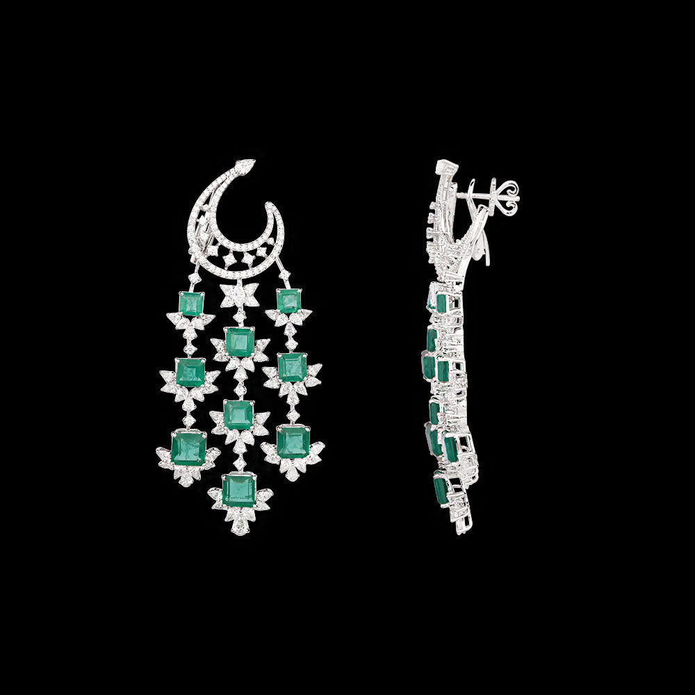 18K White Gold Diamond Pendant - 9.607ct VVS-VS-EF with Colour Stones