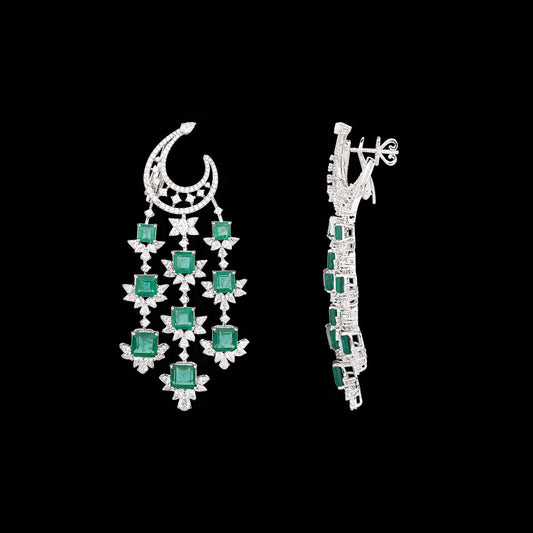 18K White Gold Diamond Pendant - 9.607ct VVS-VS-EF with Colour Stones