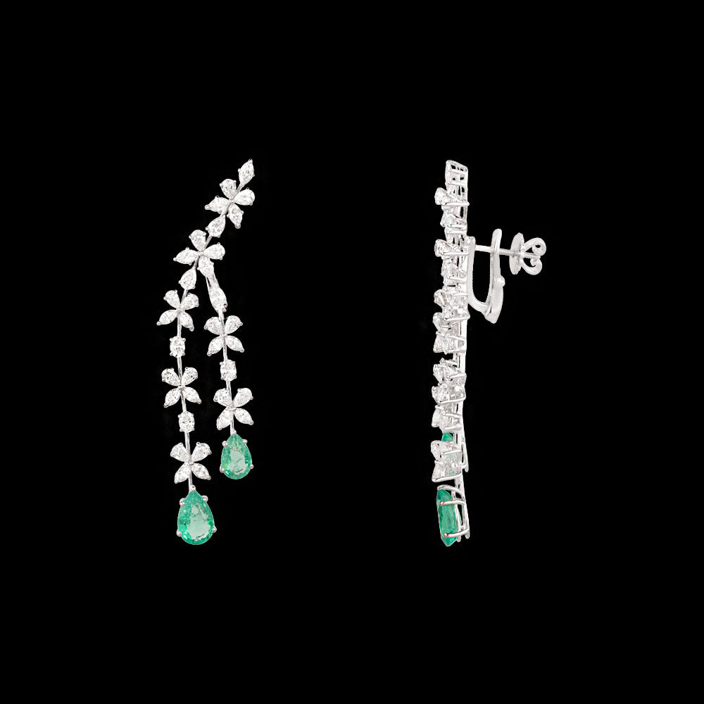 18K White Gold Diamond Necklace - 8.15ct VVS-VS-IJ with Colour Stones