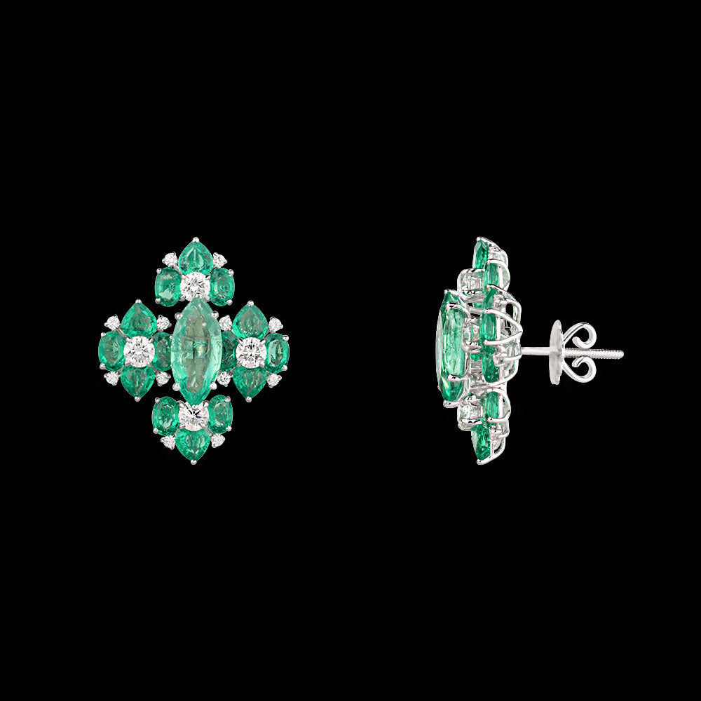 18K White Gold Diamond Jewellery - 2.353ct VVS-VS-IJ with Colour Stones