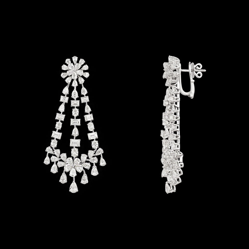 14K White Gold Diamond Earrings - 20.741ct VVS-VS-HI