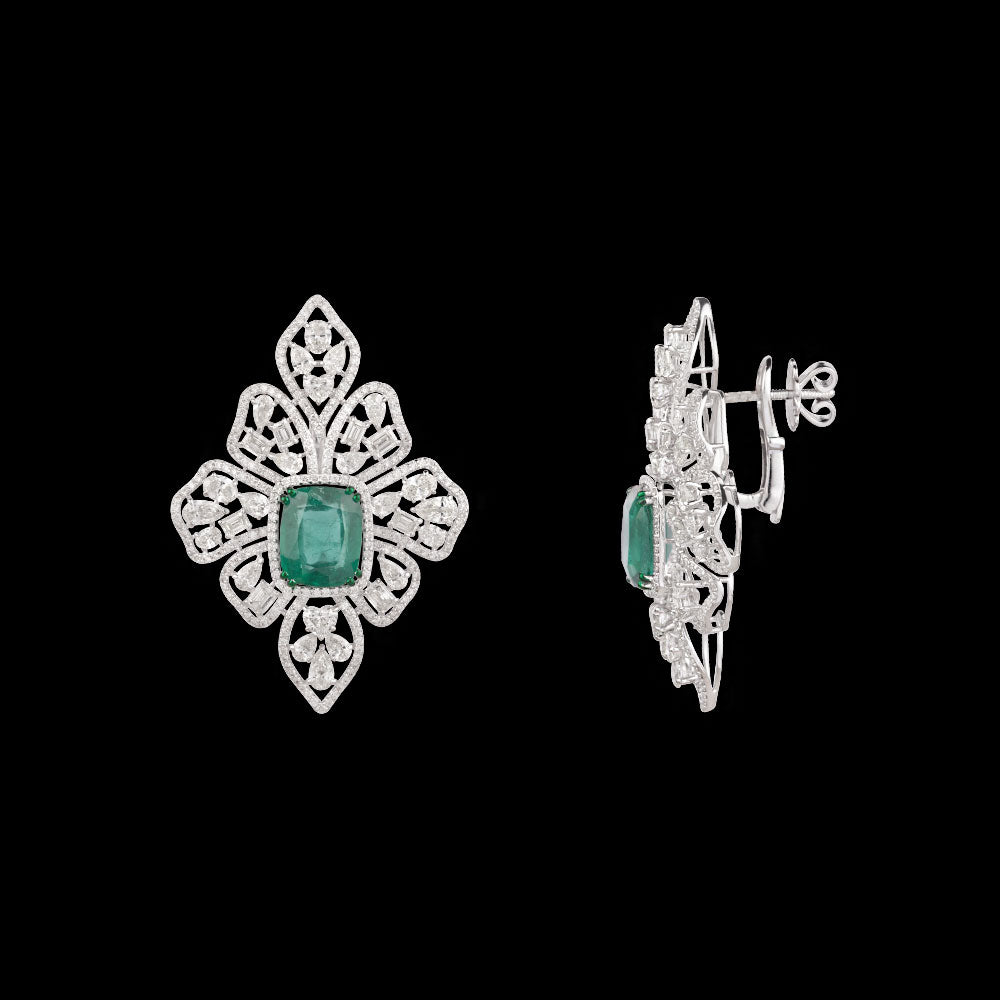14K White Gold Diamond Necklace - 8.718ct VS-SI-IJ with Colour Stones