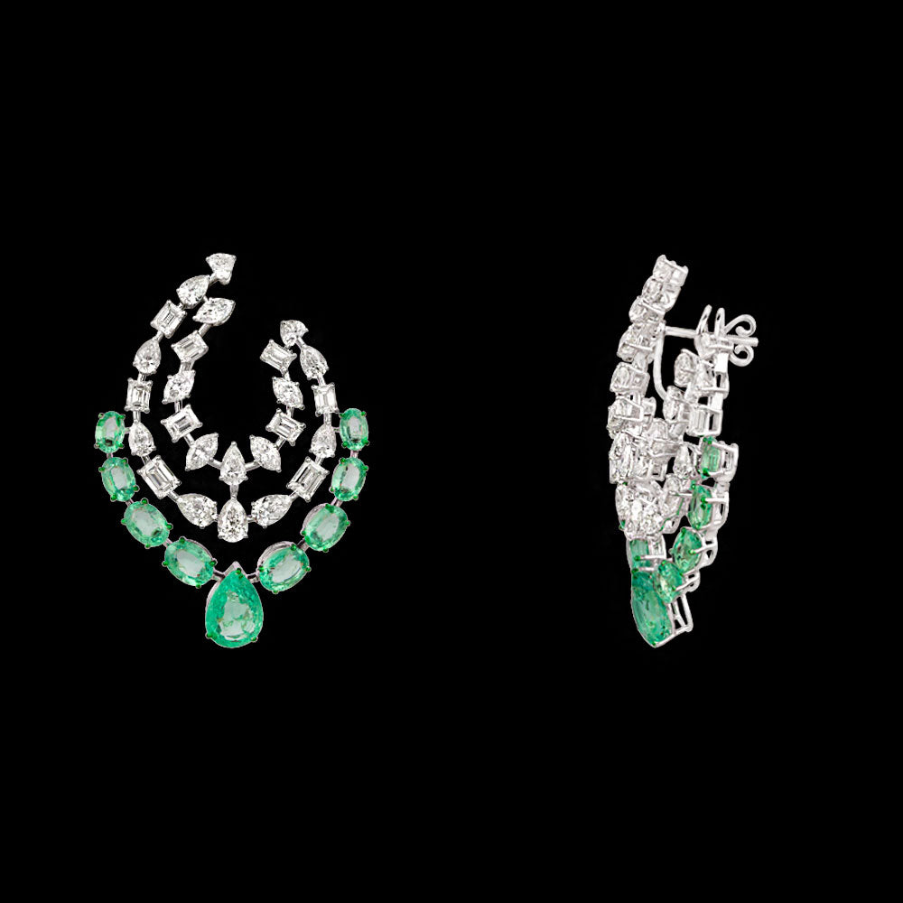 18K White Gold Diamond Jewellery - 14.601ct VVS-VS-HI with Colour Stones