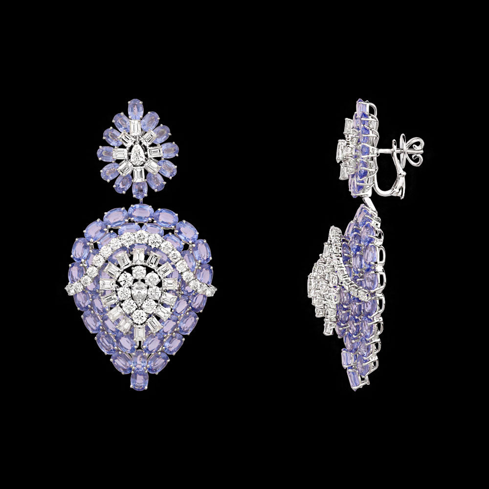 14K White Gold Diamond Jewellery - 14.914ct VVS-VS-IJ with Colour Stones