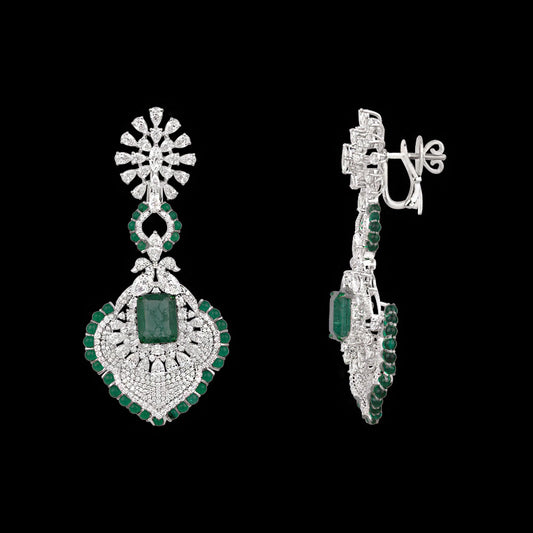 14K White Gold Diamond Jewellery - 9.531ct VVS-VS-EF with Colour Stones