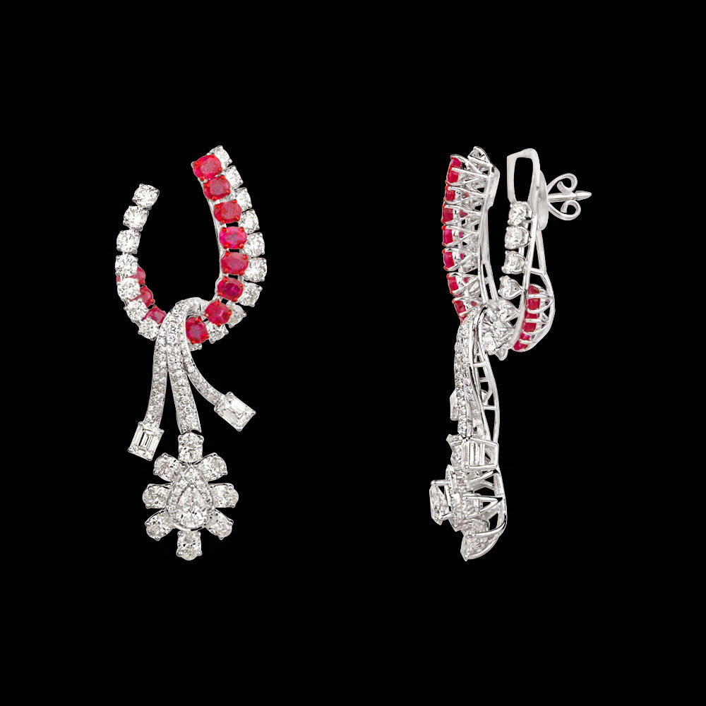 18K White Gold Diamond Jewellery - 10.706ct VVS-VS-IJ with Colour Stones