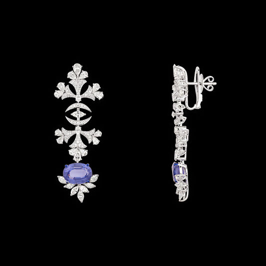 14K White Gold Diamond Jewellery - 6.207ct VVS-VS-IJ with Colour Stones