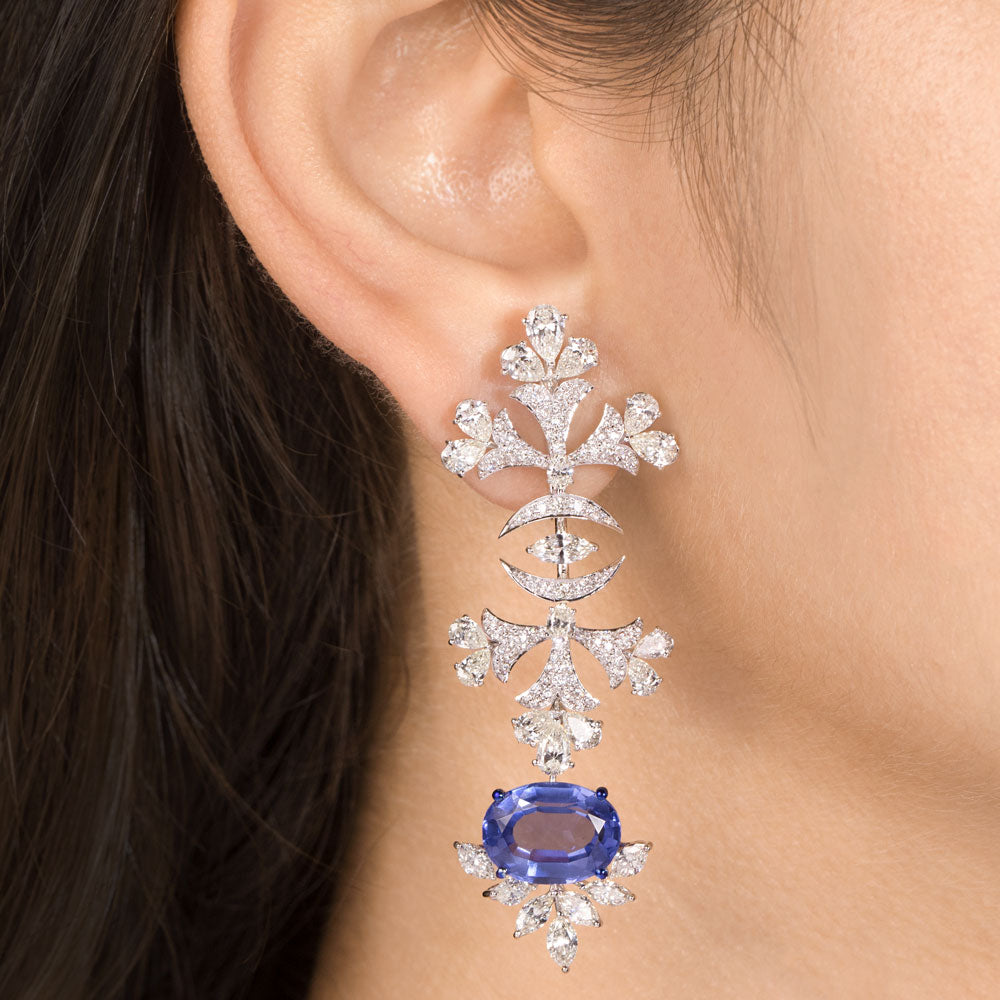 14K White Gold Diamond Jewellery - 6.207ct VVS-VS-IJ with Colour Stones