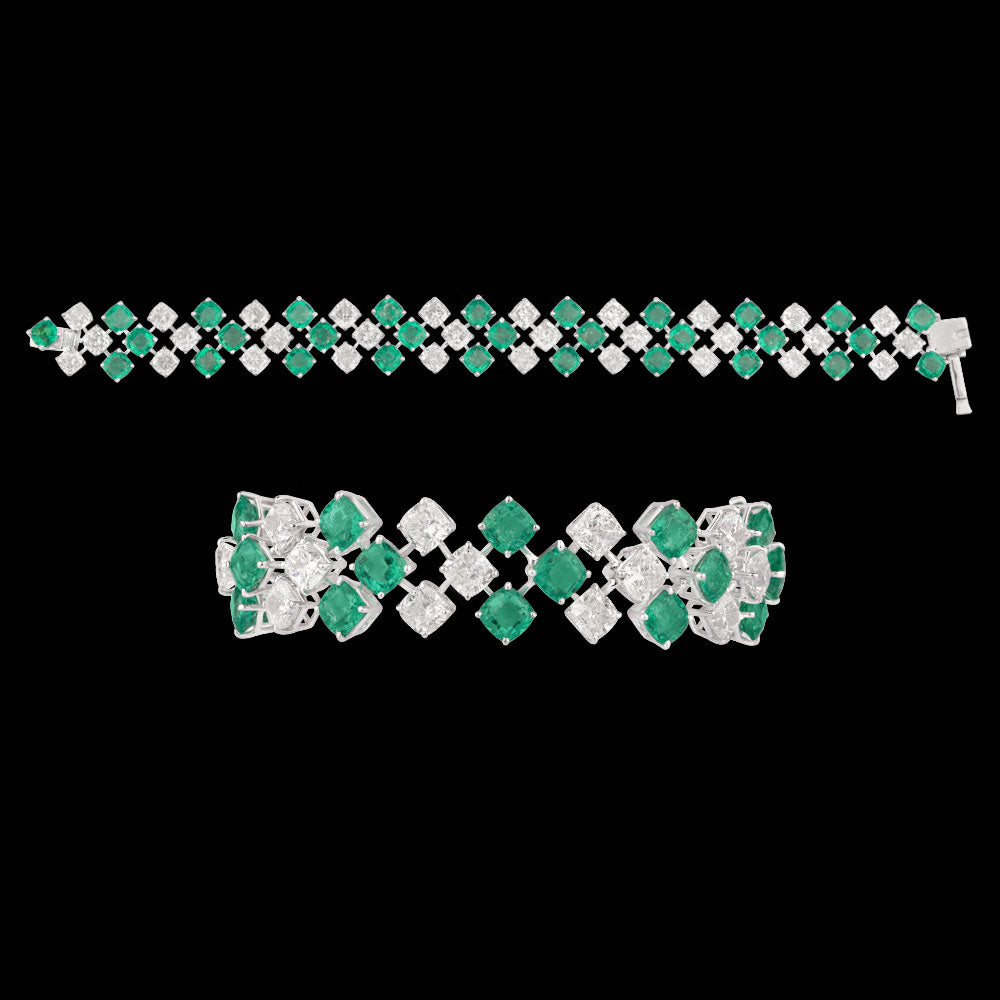 18K White Gold Diamond Bracelet - 14.25ct VS-SI-FG with Colour Stones