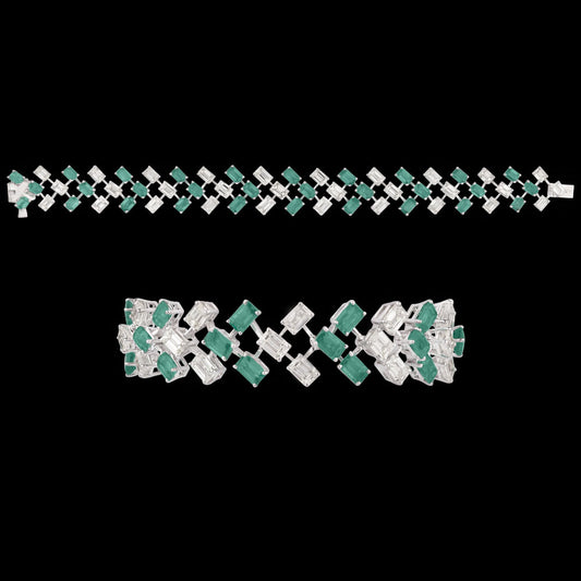 18K White Gold Diamond Bracelet - 9.32ct VVS-VS-JK with Colour Stones