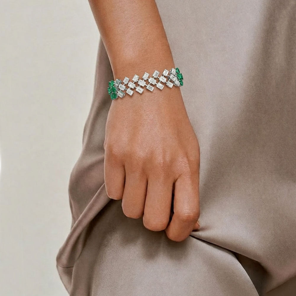 18K White Gold Diamond Bracelet - 10.68ct VVS-VS-HI with Colour Stones
