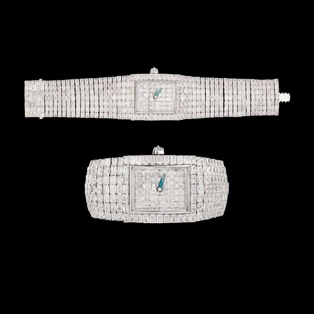14K White Gold Diamond Watch - 70.745ct SI-WK