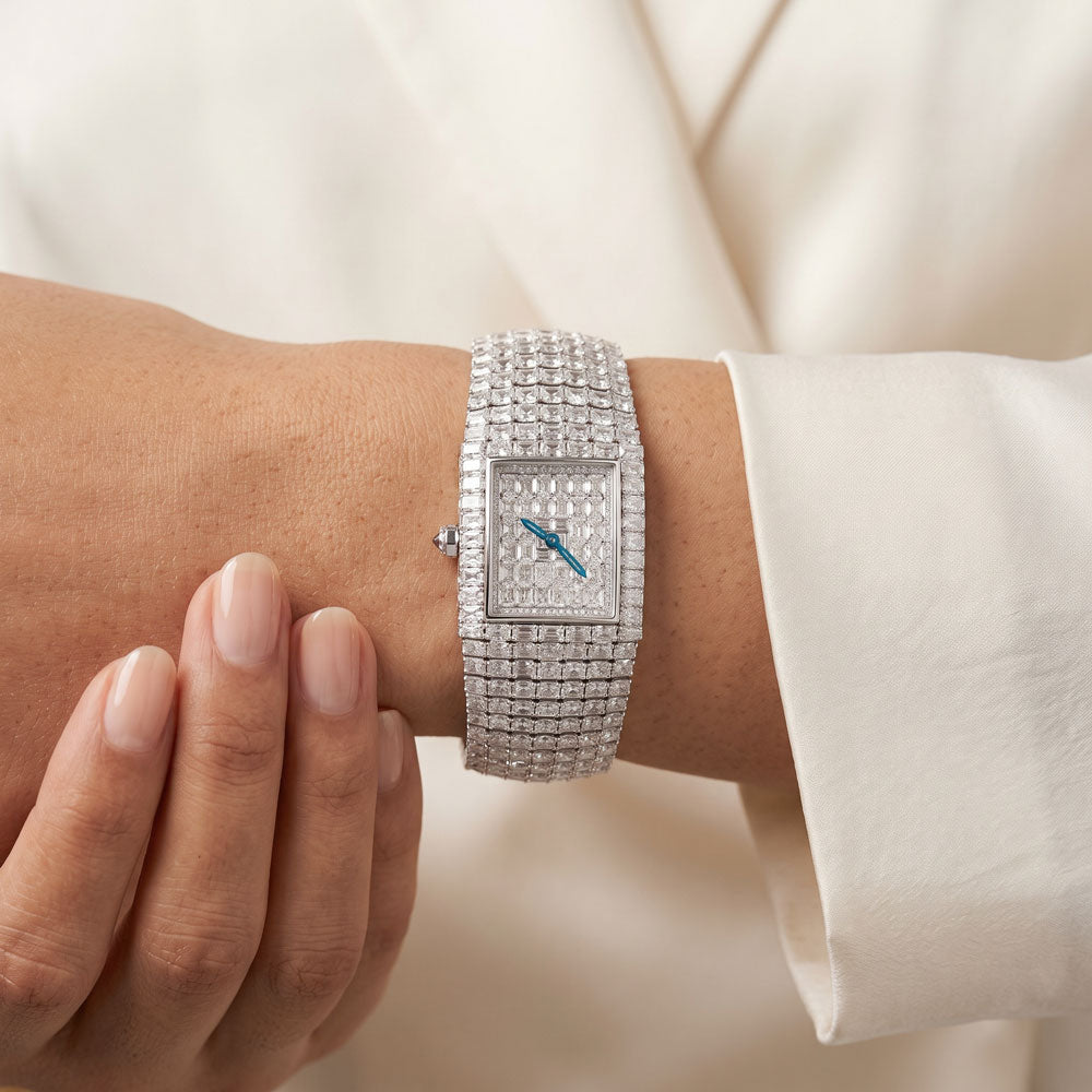 14K White Gold Diamond Watch - 70.745ct SI-WK