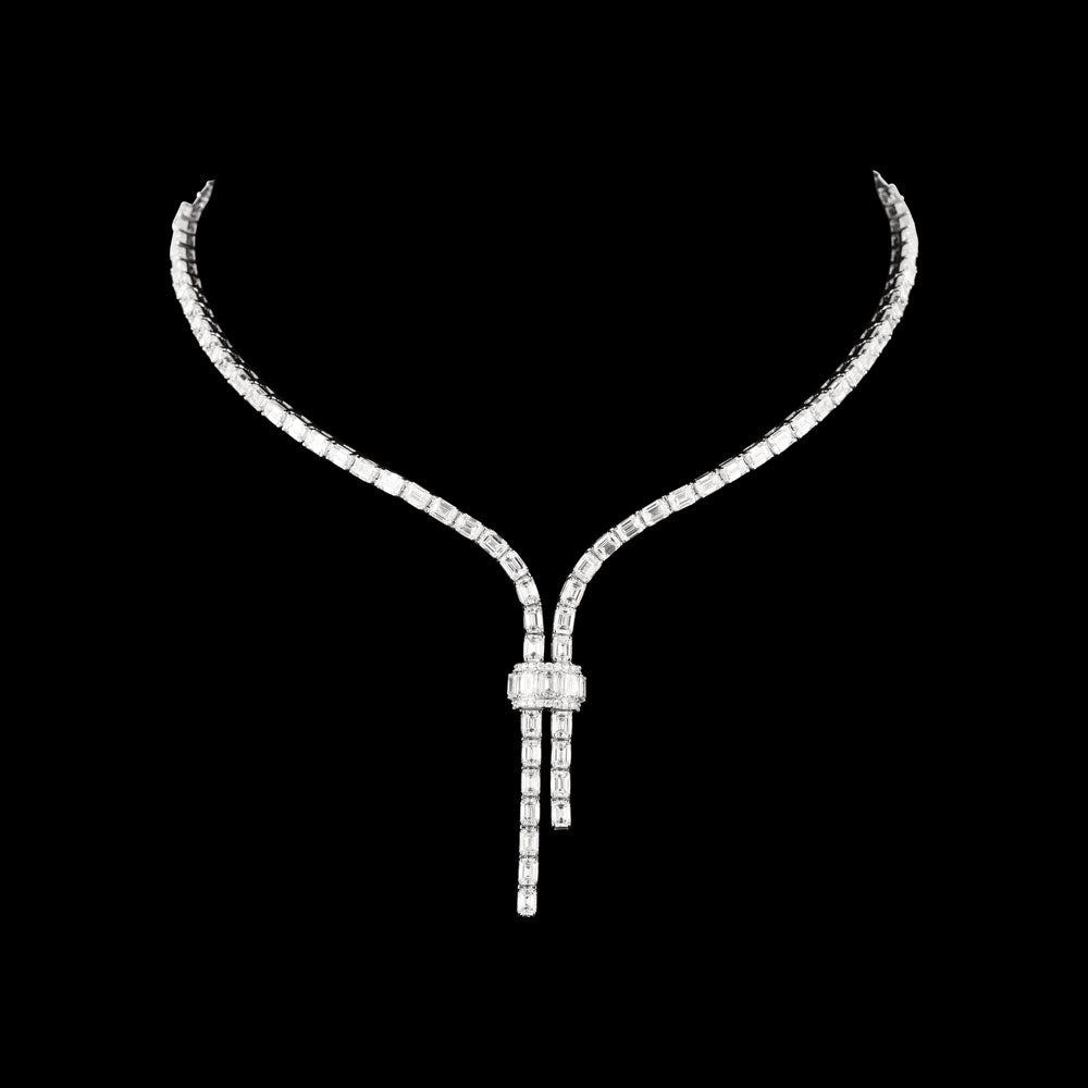 18K White Gold Diamond Necklace - 19.193ct VVS-VS-GHI