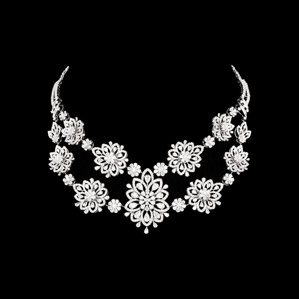 18K White Gold Diamond Necklace - 27.506ct VVS-VS-GH